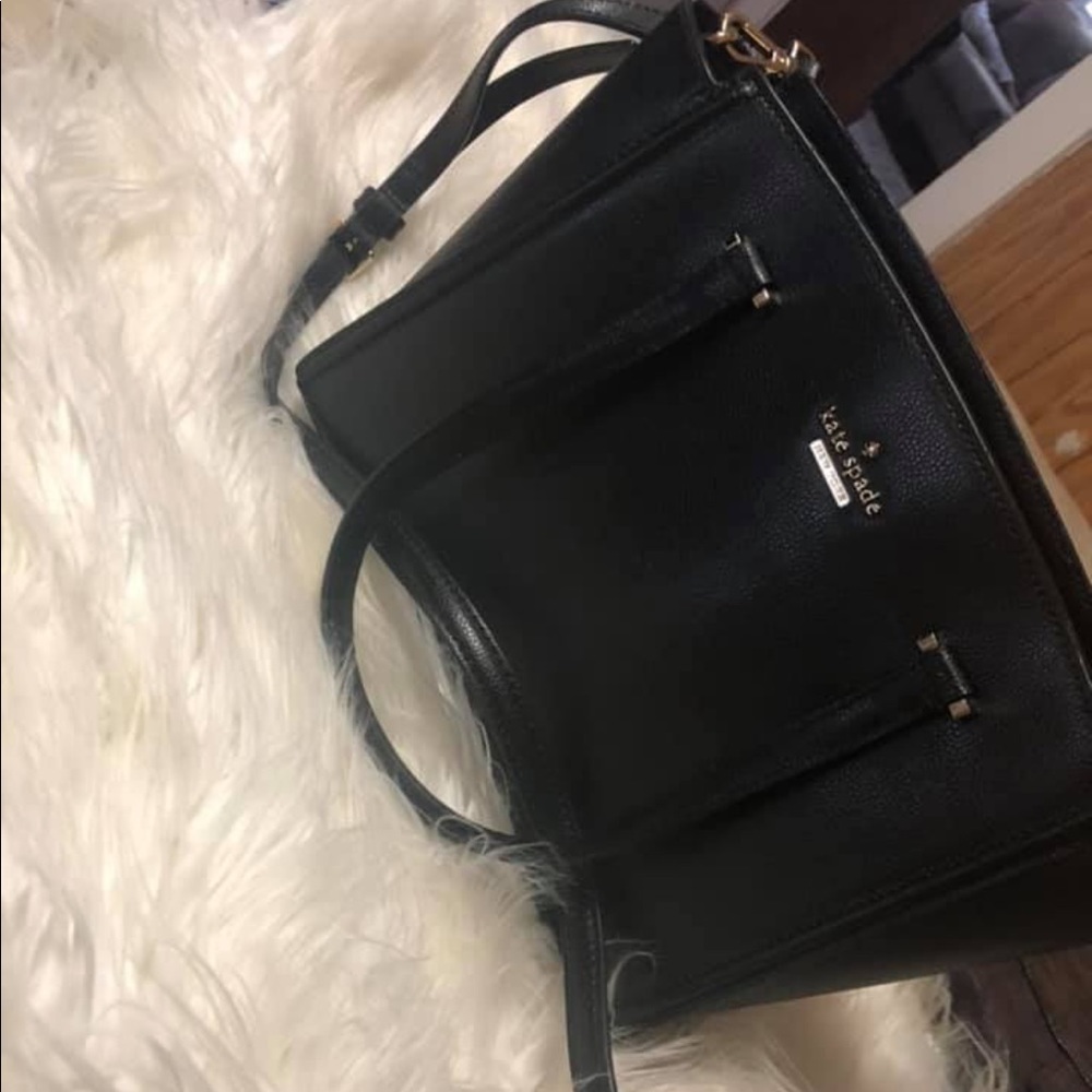 kate spade Black Leather Crossbody Tote